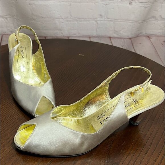 Bruno Magli Shoes - - 6.5 aaa BRUNO MAGLI vintage sling back peep toe sateen sandals GUC